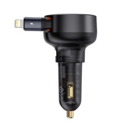 Ładowarka samochodowa Baseus Enjoyment Pro 55W USB-A ze zwijanym kablem Lightning - czarna Baseus
