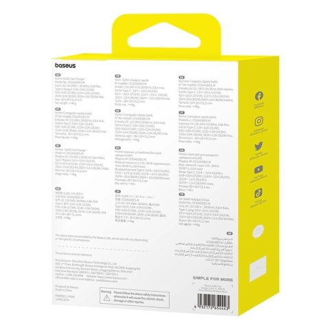 Ładowarka sieciowa Baseus GaN5 USB-C 30W z kablem Baseus Dynamic 3 USB-C 100W 1m - biała Baseus