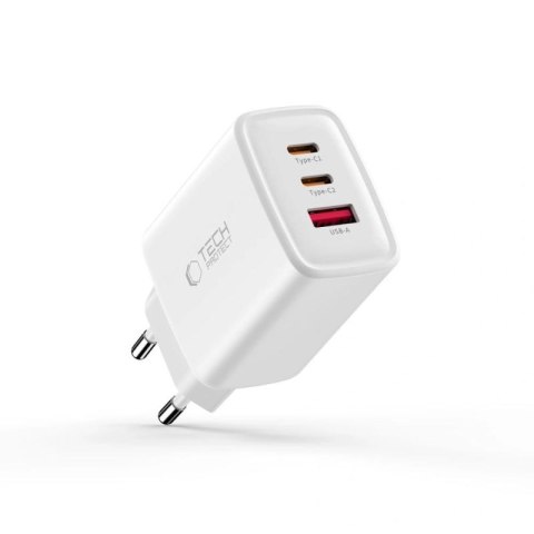 Ładowarka sieciowa Tech-Protect NCA65W-GAN 3-Porty 65W - biała Tech-Protect