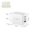 Ładowarka sieciowa Tech-Protect NCA65W-GAN 3-Porty 65W - biała Tech-Protect