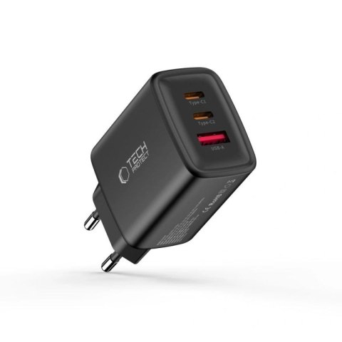 Ładowarka sieciowa Tech-Protect NCA65W-GAN 3-Porty 65W - czarna Tech-Protect