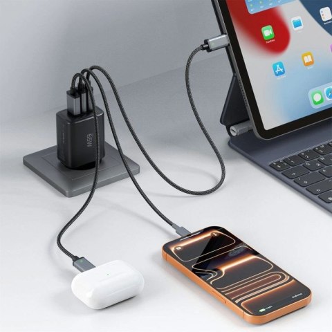 Ładowarka sieciowa Tech-Protect NCA65W-GAN 3-Porty 65W - czarna Tech-Protect