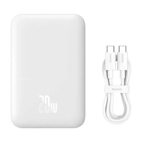Powerbank Baseus Airpow 6000mAh 20W magnetyczny z kablem Baseus Simple USB-C - USB-C 30cm - biały Baseus
