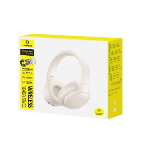 Słuchawki bezprzewodowe Baseus Bass BH1 Lite nauszne Bluetooth 6.0 - białe Baseus