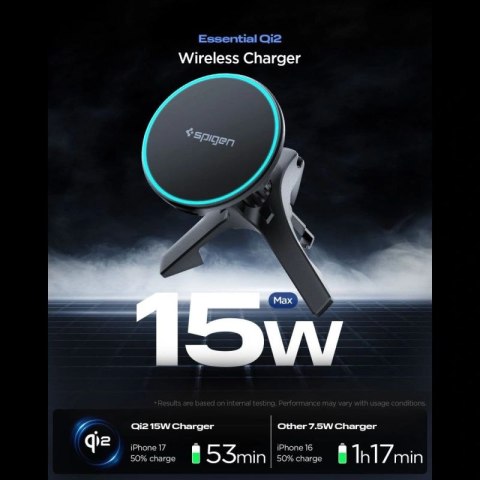 Uchwyt samochodowy do kratki nawiewu Spigen EV15MAQ Essential Qi2 MagSafe - czarny Spigen