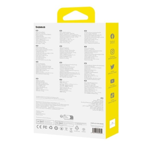 Powerbank Baseus Airpow Lite 10000mAh 15W z kablem Baseus Simple USB-A - USB-C 30cm - biały Baseus