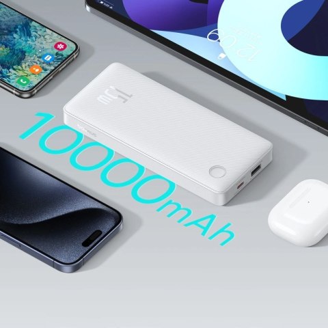 Powerbank Baseus Airpow Lite 10000mAh 15W z kablem Baseus Simple USB-A - USB-C 30cm - biały Baseus
