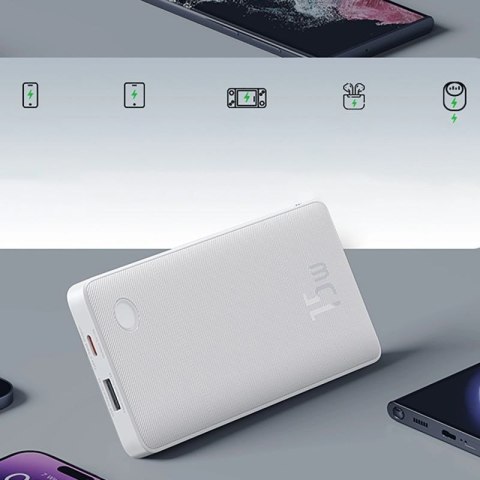 Powerbank Baseus Airpow Lite 10000mAh 15W z kablem Baseus Simple USB-A - USB-C 30cm - biały Baseus
