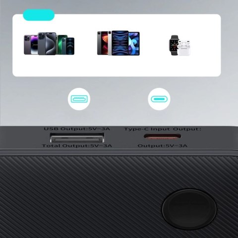 Powerbank Baseus Airpow Lite 10000mAh 15W z kablem Baseus Simple USB-A - USB-C 30cm - biały Baseus