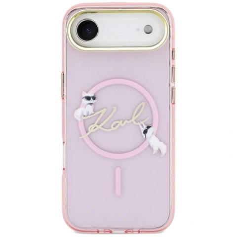 Etui Karl Lagerfeld IML Choupettes Karl Script Logo MagSafe na iPhone Air - różowe Karl Lagerfeld