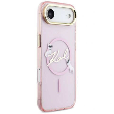 Etui Karl Lagerfeld IML Choupettes Karl Script Logo MagSafe na iPhone Air - różowe Karl Lagerfeld