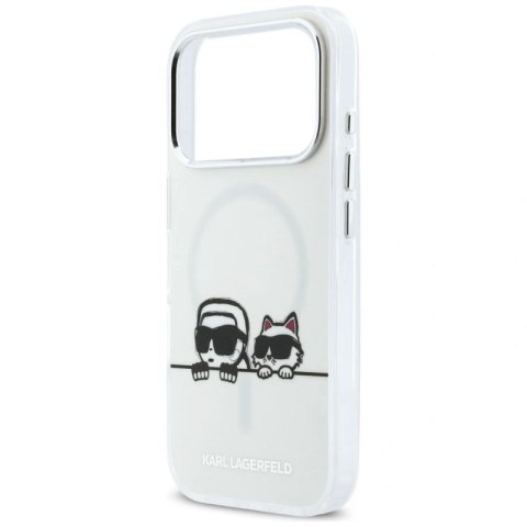 Etui Karl Lagerfeld IML Karl & Choupette Peekaboo Logo MagSafe na iPhone 17 Pro Max - białe Karl Lagerfeld