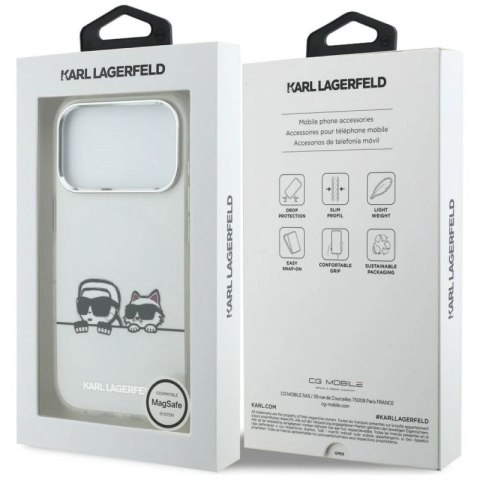 Etui Karl Lagerfeld IML Karl & Choupette Peekaboo Logo MagSafe na iPhone 17 Pro - białe Karl Lagerfeld