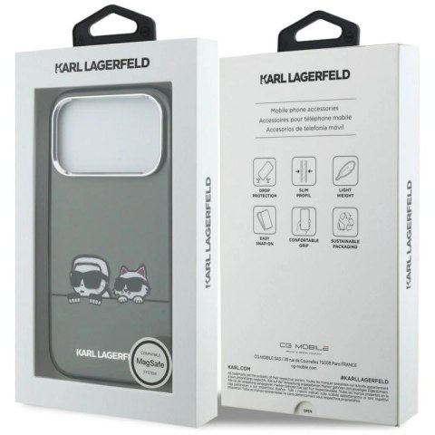 Etui Karl Lagerfeld IML Karl & Choupette Peekaboo Logo MagSafe na iPhone 17 Pro - czarne Karl Lagerfeld