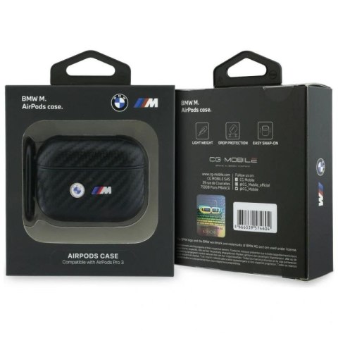 Etui BMW Carbon Metal Logo na AirPods Pro 3 - czarne BMW