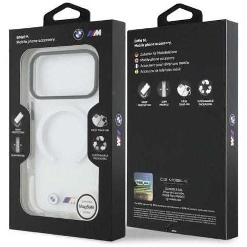 Etui BMW M IML Shockproof Metal Logos MagSafe na iPhone 17 Pro - przezroczyste BMW