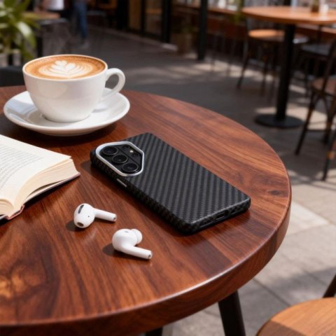 Etui Tech-Protect Ion Carbon MagSafe na Samsung Galaxy S26 Ultra - czarno-srebrne Tech-Protect