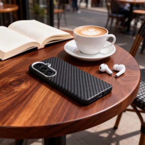 Etui Tech-Protect Ion Carbon MagSafe na Samsung Galaxy S26 - czarno-srebrne Tech-Protect