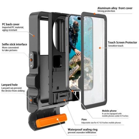 Etui wodoodporne Tech-Protect IPX8 Pro na telefon - szaro-czarne Tech-Protect