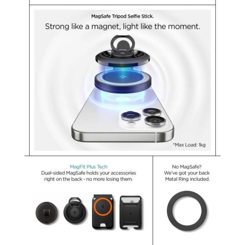 Selfie stick i statyw Spigen S581W MagSafe Bluetooth - czarny Spigen