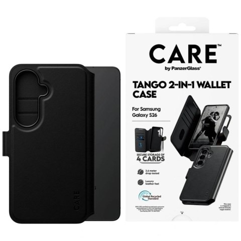 Etui CARE by PanzerGlass Tango 2w1 Wallet na Samsung Galaxy S26 - czarne PanzerGlass