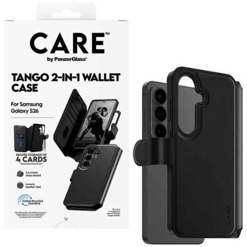 Etui CARE by PanzerGlass Tango 2w1 Wallet na Samsung Galaxy S26 - czarne PanzerGlass