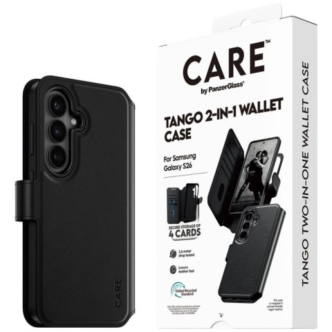 Etui CARE by PanzerGlass Tango 2w1 Wallet na Samsung Galaxy S26 - czarne PanzerGlass