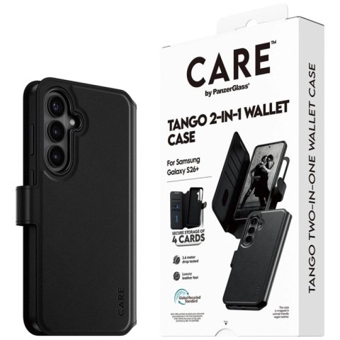 Etui CARE by PanzerGlass Tango 2w1 Wallet na Samsung Galaxy S26+ - czarne PanzerGlass