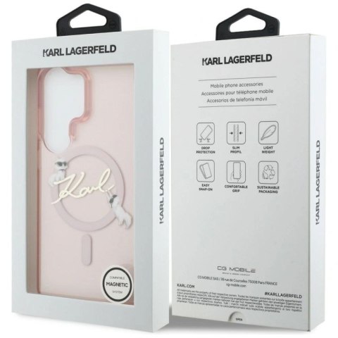 Etui Karl Lagerfeld IML KC Script MagSafe na Samsung Galaxy S26 Ultra - różowe Karl Lagerfeld