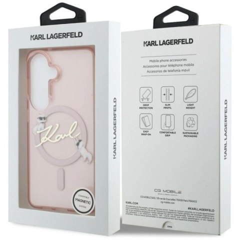 Etui Karl Lagerfeld IML KC Script MagSafe na Samsung Galaxy S26 - różowe Karl Lagerfeld