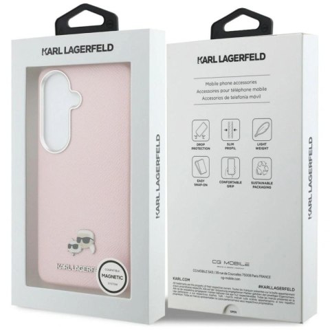 Etui Karl Lagerfeld Saffiano KC Metal Logo MagSafe na Samsung Galaxy S26 - różowe Karl Lagerfeld