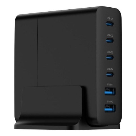 GEMBIRD 6-PORTOWA SZYBKA ŁADOWARKA SIECIOWA GAN (PD) 6XUSB (2X USB-A + 4X USB-C), 75W, CZARNA Gembird