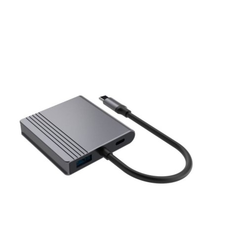 GEMBIRD MULTI ADAPTER USB TYPE-C 3 W 1 (PORT USB + HDMI + PD), KOLOR SZARY Gembird