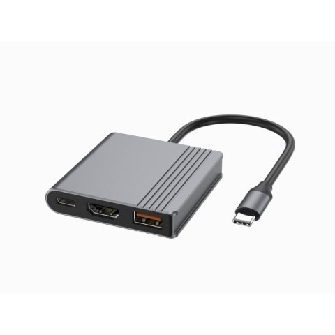 GEMBIRD MULTI ADAPTER USB TYPU C 3 W 1 (PORT USB + HDMI + WIDEO USB-C), KOLOR SZARY Gembird