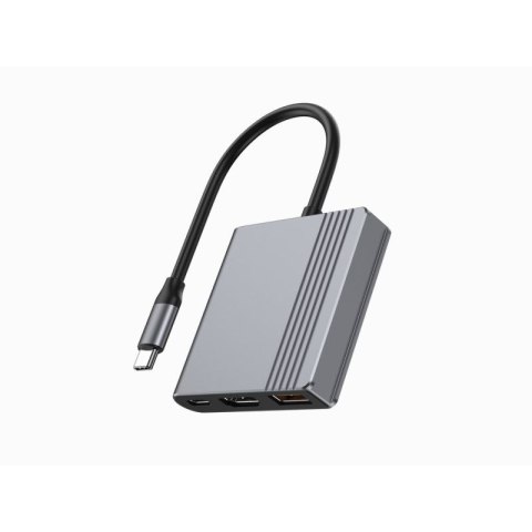 GEMBIRD MULTI ADAPTER USB TYPU C 3 W 1 (PORT USB + HDMI + WIDEO USB-C), KOLOR SZARY Gembird