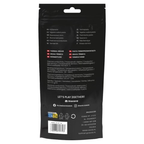 SAVIO PASTA TERMOPRZEWODZĄCA 18W/M-K, 1G TG-05 Savio