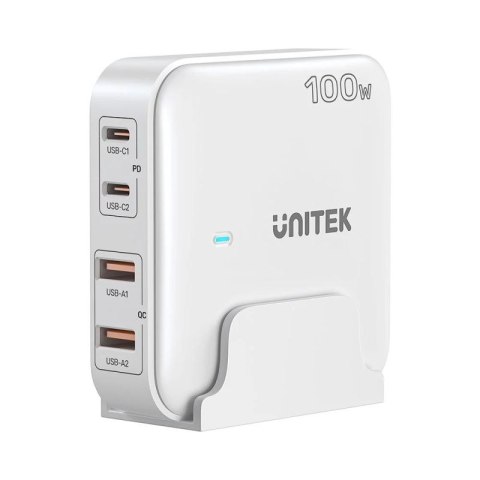 UNITEK ŁADOWARKA BIURKOWA GAN 100W 2XUSB-A 2XUSB-C BIAŁA Unitek