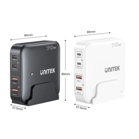 UNITEK ŁADOWARKA BIURKOWA GAN 70W 2XUSB-A 2XUSB-C Unitek