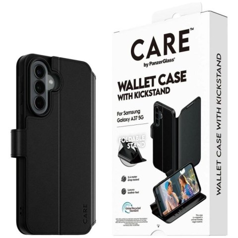 Etui CARE by PanzerGlass Feature Wallet Kickstand na Samsung Galaxy A37 - czarne PanzerGlass