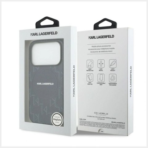 Etui Karl Lagerfeld Monogram logo MagSafe na iPhone 17 Pro - niebieskie Karl Lagerfeld