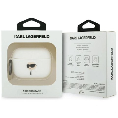 Etui Karl Lagerfeld Silicone Karl Head 3D na AirPods Pro 3 - białe Karl Lagerfeld