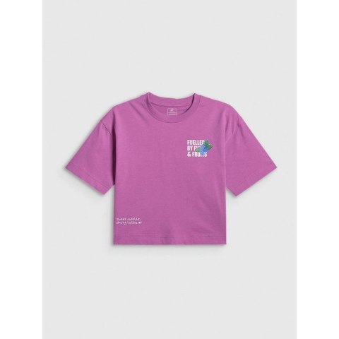 T-shirt loose z nadrukiem dziewczęc 4F 4FJRSS26TTSHF3827-51S 4f