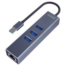 SAVIO AK-58 3-PORTOWY HUB USB-A Z ADAPTEREM RJ-45 Savio