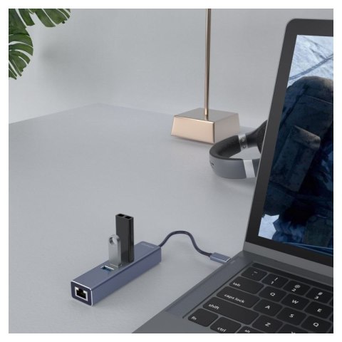 SAVIO AK-58 3-PORTOWY HUB USB-A Z ADAPTEREM RJ-45 Savio