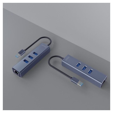SAVIO AK-58 3-PORTOWY HUB USB-A Z ADAPTEREM RJ-45 Savio