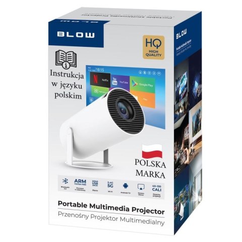 BLOW PROJEKTOR PRZENOŚNY ANDROIDTV HD CINEMA WHITE BLOW