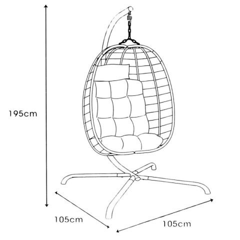 FOTEL WISZĄCY KOKON ZE STELAŻEM 195CM CIEMNO SZARY 120KG Koopman