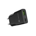 NATEC ŁADOWARKA SIECIOWA RIBERA GAN SLIM 1X USB-A + 1X USB-C 20W CZARNA NATEC