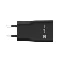NATEC ŁADOWARKA SIECIOWA RIBERA GAN SLIM 1X USB-A + 1X USB-C 20W CZARNA NATEC