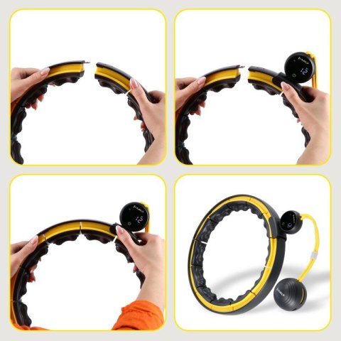 HHM21 HULA HOP BLACK/YELLOW Z MAGNESAMI, WYPUSTKAMI TPE I OBCIĄŻNIKIEM + LICZNIK HMS HMS